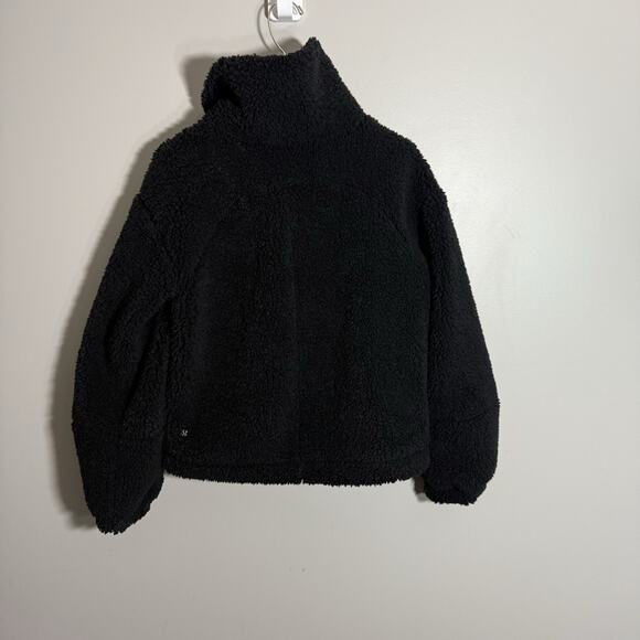 LULULEMON Women’s Black Cinchable Cropped Fleece Zip-Up Jacket Size 0 Fuzzy - Picture 4 of 9